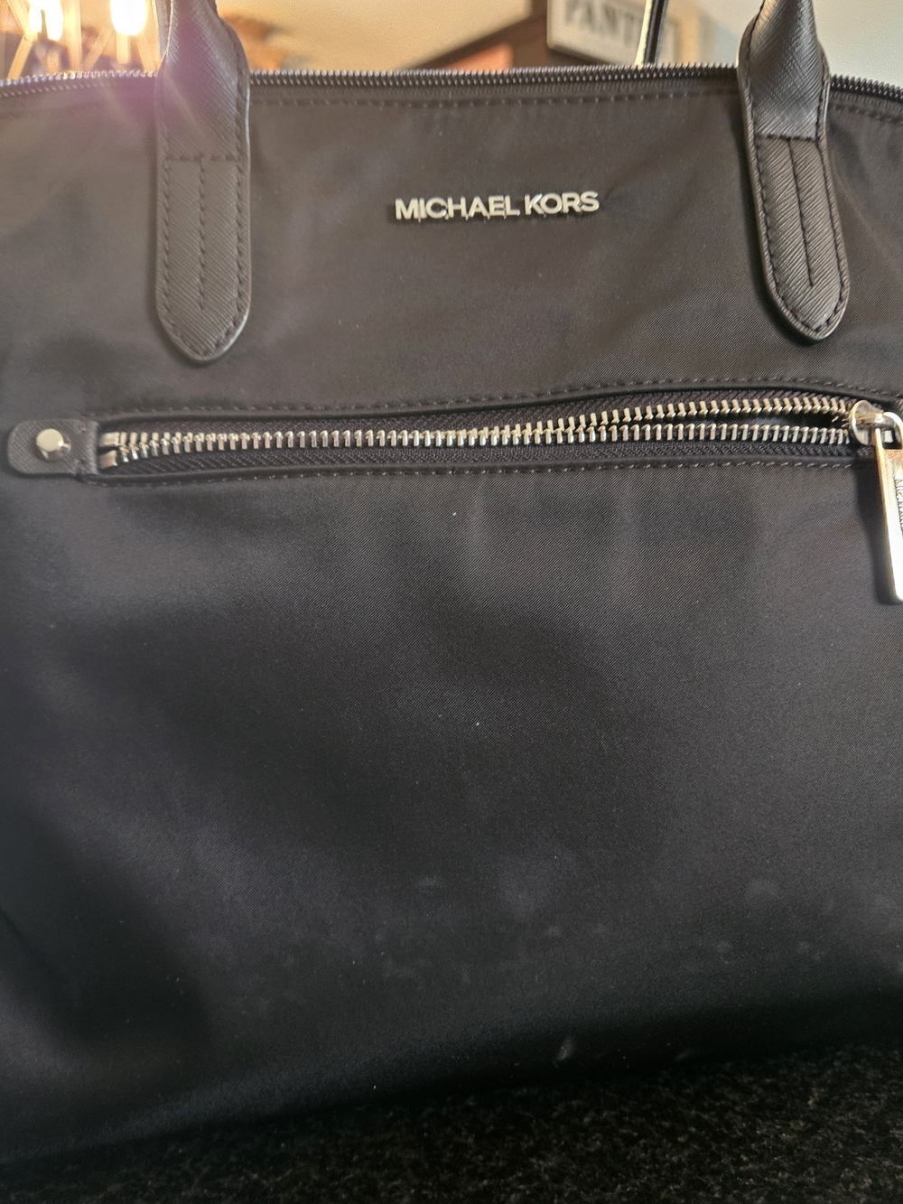 Michael Kors Black Nylon Tote with Silver Hardware
